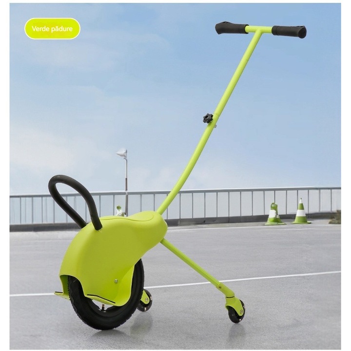Триколка две в едно, едноколесен велосипед, взаимодействие родител-дете, детски скутер за пътуване, зелен