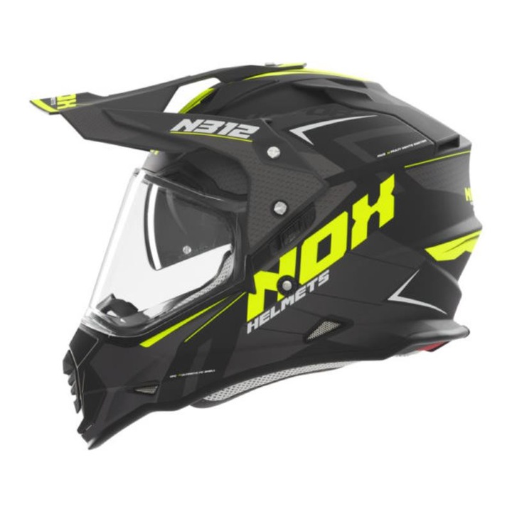 Casca NOX KASK OFFROAD / TRAIL DUOSPORT N312, negru/galben fluo, marimea XS