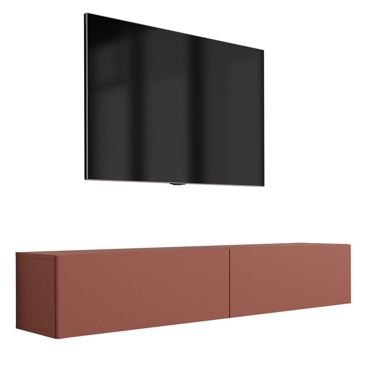TV szekrény, márka nélküli, téglavörös, 170 cm, 34 cm, 32 cm, 2 ajtó, 2 polc, a szett tartalma: 1 x bútordarab, 1 x összeszerelési tartozék, 1 x összeszerelési útmutató, anyag: laminált bútorlap, bútorlap vastagsága: 16 mm, fogantyúk nélkül, modern