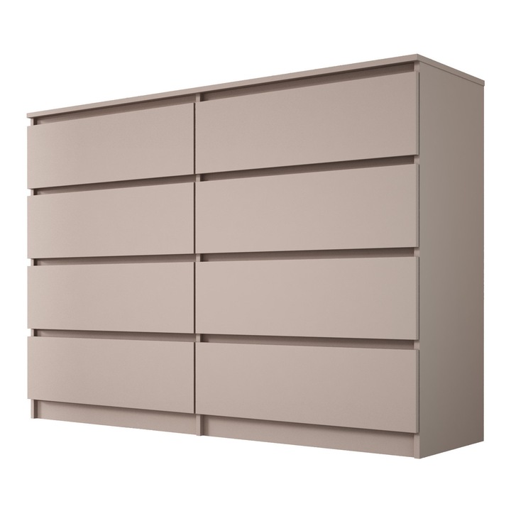 Fiókos szekrény, márkajelzés nélküli, 8 fiók, 139 x 101 x 39 cm, ruhák és dokumentumok tárolására, könnyű hozzáférés, masszív szerkezet, csendes működés, esztétikus megjelenés, karamell színű, a készlet tartalma: útmutató és összeszerelési tartozékok