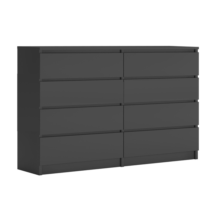 Fiókos szekrény, Antracit, 138 cm, 101 cm, 39 cm, 8 fiók, fiókok vezetősínekkel, PVC élek, Magas mechanikai és vegyi ellenálló képesség, Kiváló minőségű kidolgozás, Stabil konstrukció, Modern