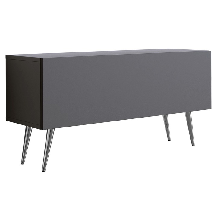 TV szekrény, márka nélküli, 100 cm, 34 cm, 32 cm, funkcionális, önállóan összeszerelhető, fém lábakkal, egy polccal, nyomásra nyíló rendszerrel, antracit, a szett tartalma: 1 x bútordarab, 1 x összeszerelési tartozék, 1 x összeszerelési útmutató, anyag: