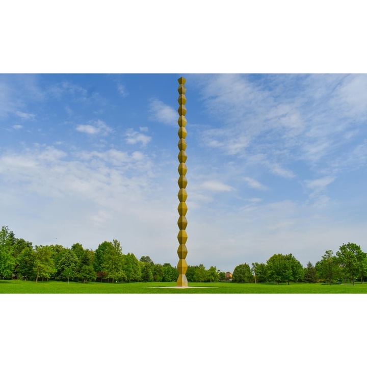 Set de broderie Goblen cu Diamante 5D, piese patrate din rasina, panza adeziva pe rama lemn, 40x50 cm, Coloana Infitinului, GBN-474