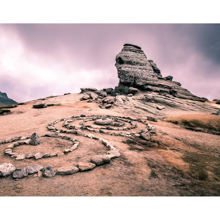 Set de broderie Goblen cu Diamante 5D, piese patrate din rasina, panza adeziva pe rama lemn, 40x50 cm, Sfinxul, GBN-506