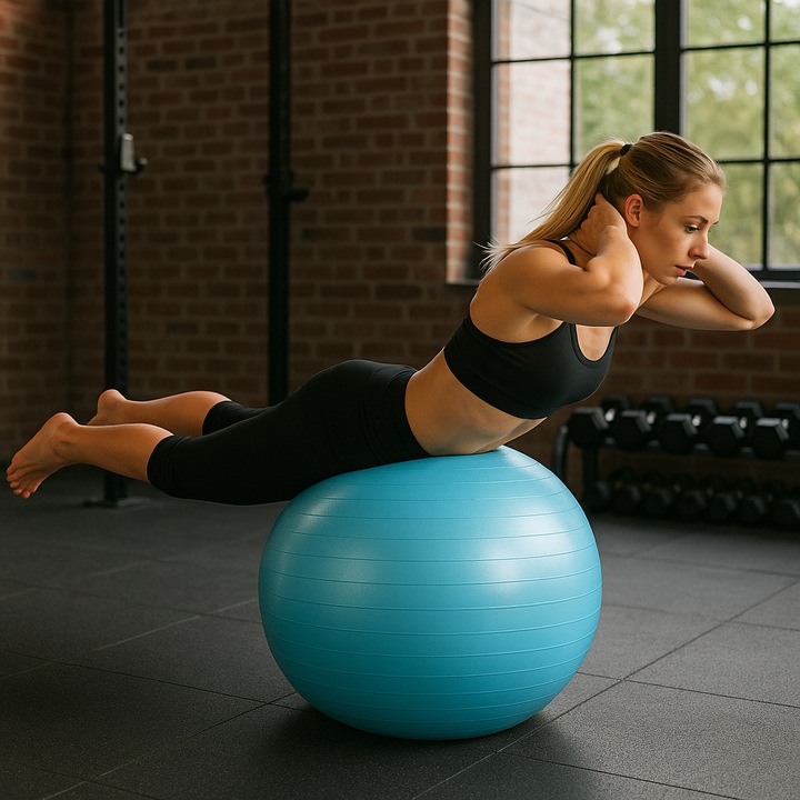 Minge fitness turcoaz 65 cm cu sistem Anti Burst, set complet cu pompa, Pretorians