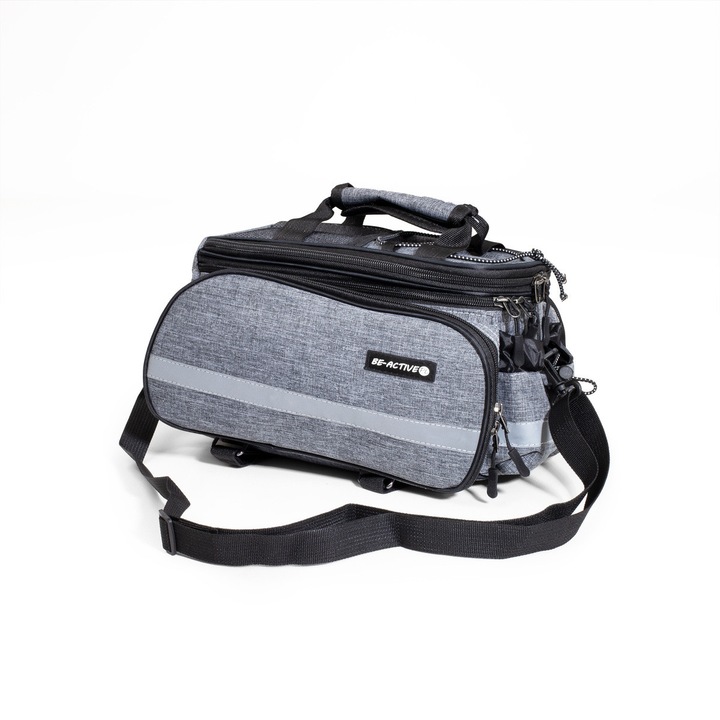 Portbagaj bicicleta BE-ACTIVE.PL, torba turistica 30L, gri