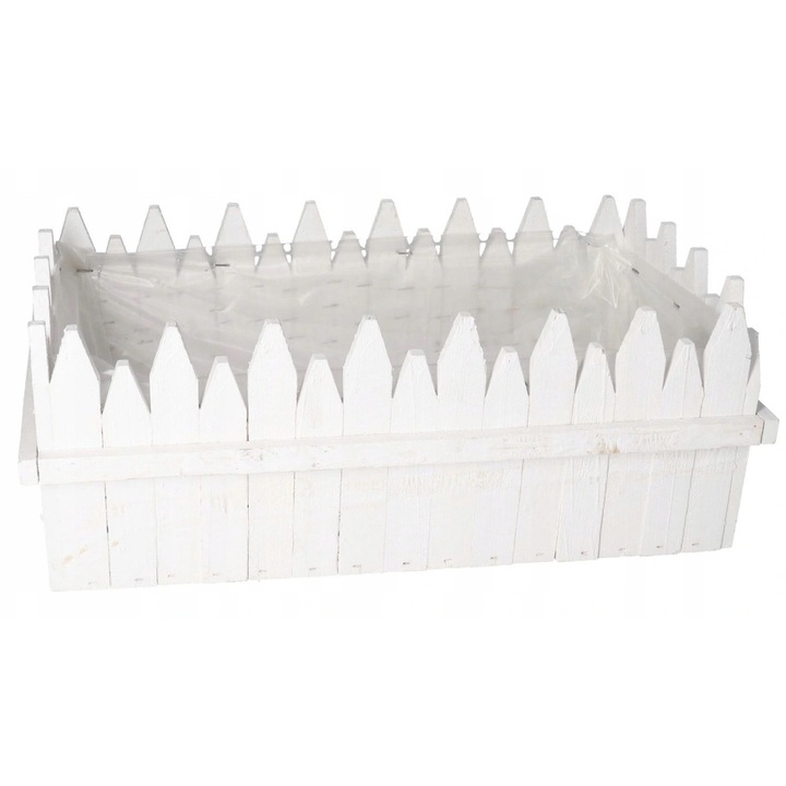 Ghiveci din lemn DEKO, 31cm, alb, 28,5x11,5cm