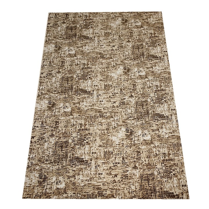 Covor Antiderapant Ada Abstract, Bej cu Maro, Poliester, 200 x 300 cm