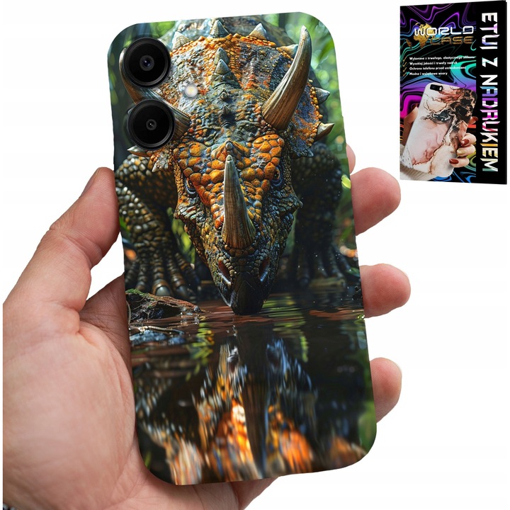 Samsung Galaxy A06 5G telefontok, World Case, Triceratops dinoszaurusz, szilikon, többszínű