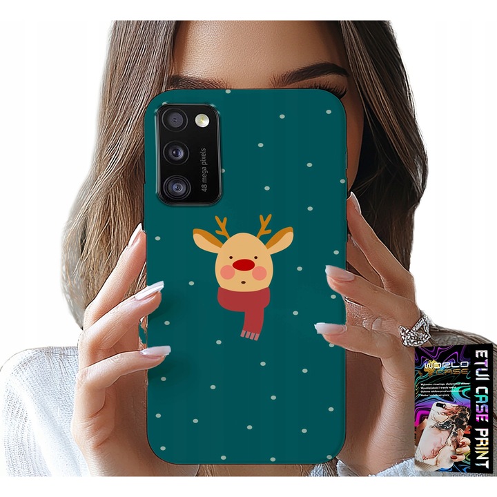 Telefontok, World Case, Samsung Galaxy A41, karácsonyi minták, zöld, szilikon