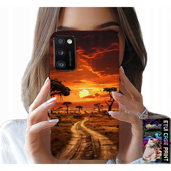 Samsung Galaxy A41 tok, World Case, Safari Africa design, színes nyomtatás, szilikon