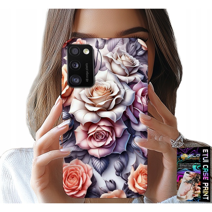 Telefontok, World Case, virágos rózsa mintás, szilikon, Samsung Galaxy A41