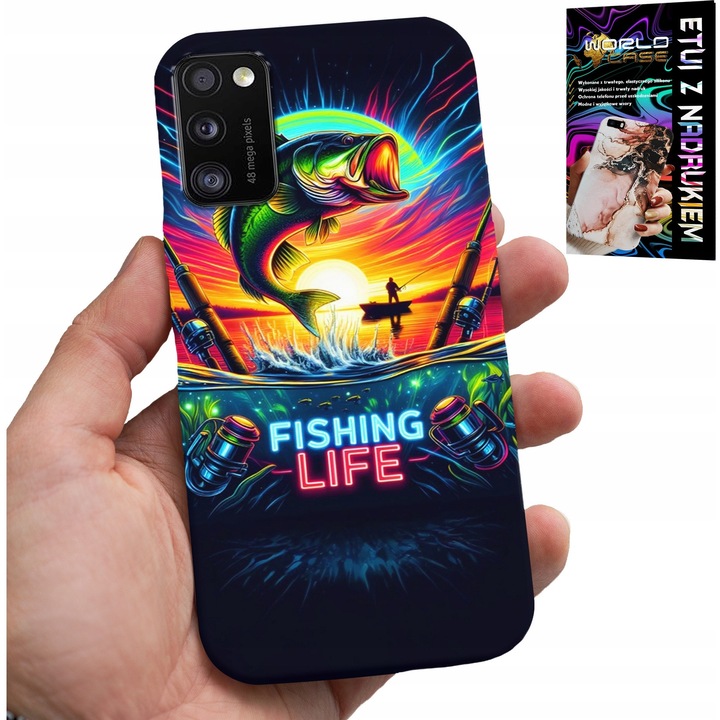 Telefontok, World Case, Samsung Galaxy A41, szilikon, horgász mintás, többszínű
