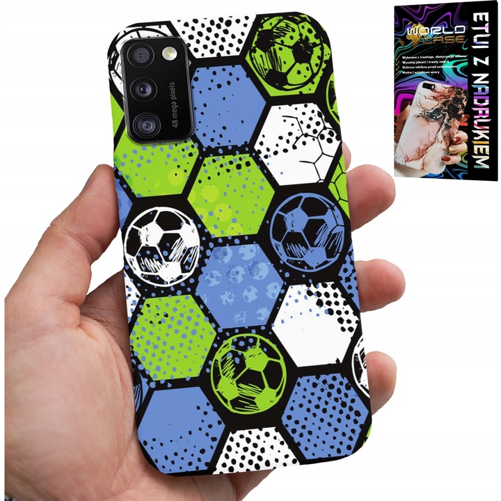 Telefontok, World Case, futball design, szilikon, Samsung Galaxy A41-hez, többszínű