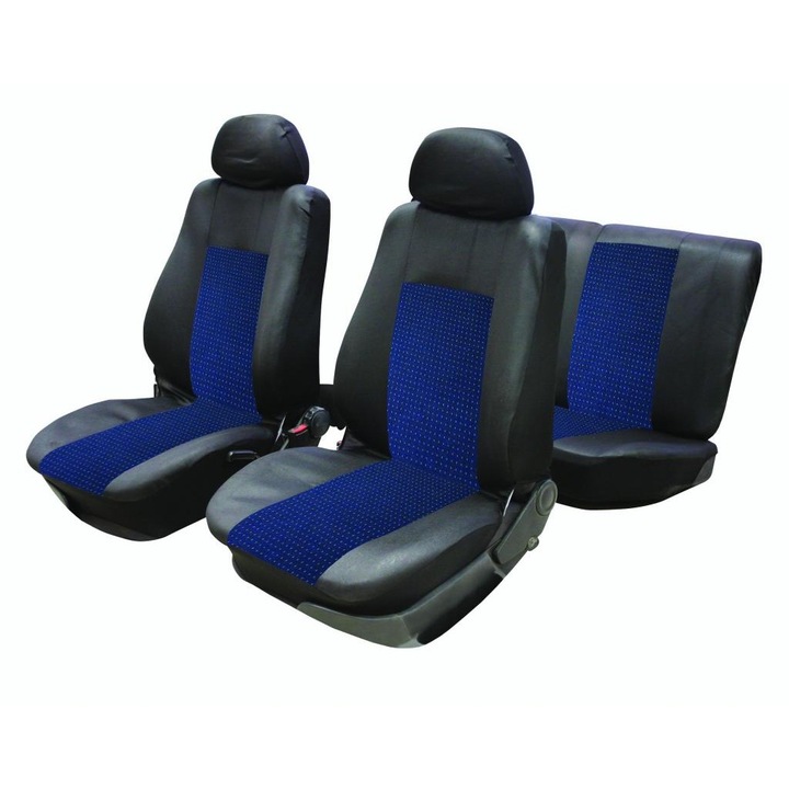 Универсални калъфи тапицерия за предни и разделени задни седалки с 3 ципа пълен комплект flexzon Dream сини