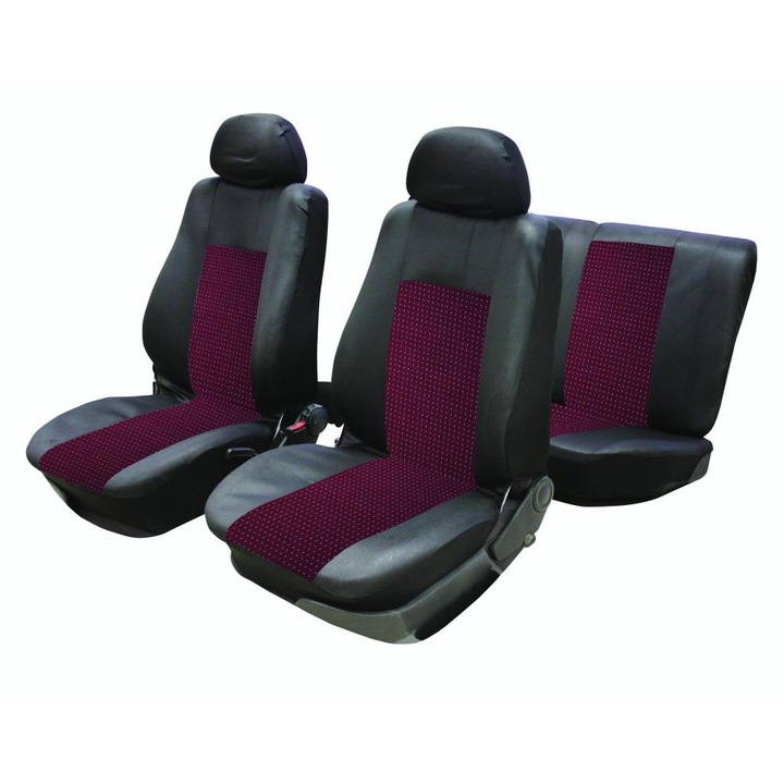 Универсални калъфи тапицерия за предни и разделени задни седалки с 3 ципа пълен комплект flexzon Dream червени