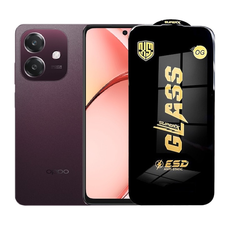 Folie ecran pentru Oppo A3, Sticla Securizata ESD, Margini Negre, Rezistenta la Zgirieturi, A