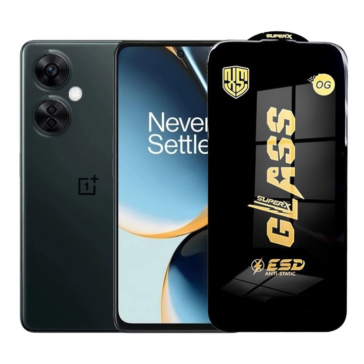 Folie ecran pentru OnePlus Nord CE3, Sticla Securizata ESD, Margini Negre, Rezistenta la Zgir