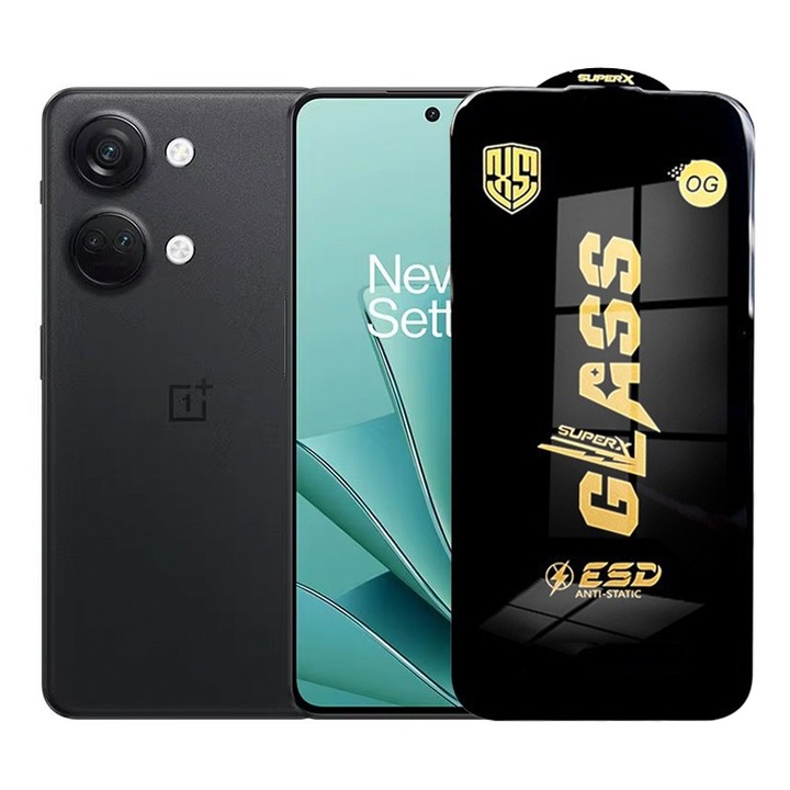 Folie ecran pentru OnePlus Ace 2V, Sticla Securizata ESD, Margini Negre, Rezistenta la Zgirie