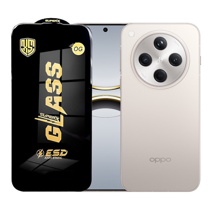 Folie ecran pentru Oppo Find X8s+, Sticla Securizata ESD, Margini Negre, Rezistenta la Zgirie