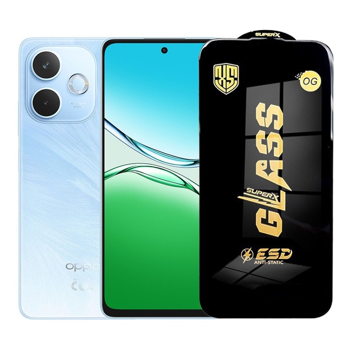 Folie ecran pentru Oppo A5 Pro, Sticla Securizata ESD, Margini Negre, Rezistenta la Zgirietur