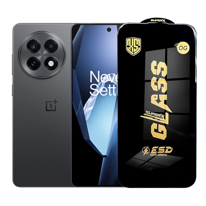 Folie de Protectie pentru OnePlus 13R, Flippy, Sticla Securizata ESD, Margini Negre, Rezistenta la Zgirieturi, Antistatica, 0.35 mm, Transparenta