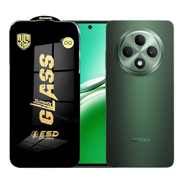 Folie ecran pentru Oppo F27, Sticla Securizata ESD, Margini Negre, Rezistenta la Zgirieturi