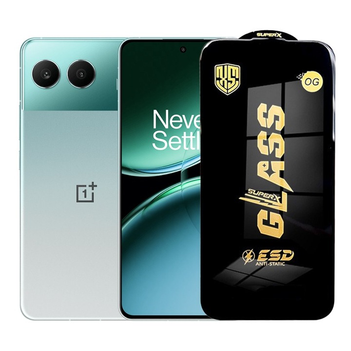 Защитно фолио за OnePlus Nord 4, Flippy, Закалено стъкло ESD, Черни ръбове, Устойчиво на надраскване, Антистатично, 0.35 мм, Прозрачно