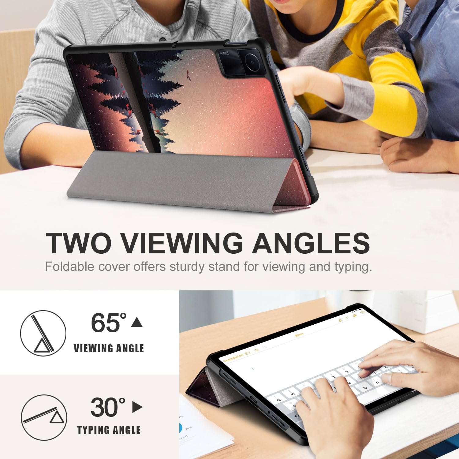 Husa Sigloo pentru tableta iPad 11" (Gen. 11, 2025) / iPad 10.9" (Gen. 10, 2022) – Slim, Tri-Fold Magnetic, Piele Ecologica, model Nighyfall