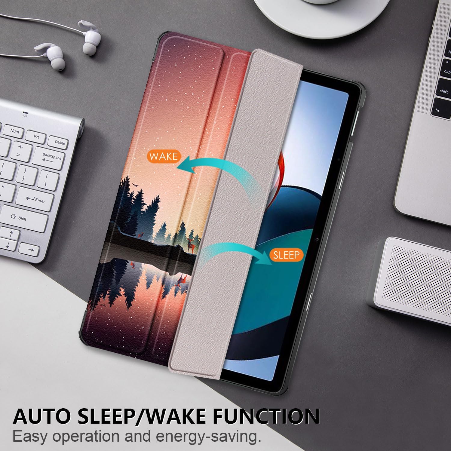 Husa Sigloo pentru tableta Honor Pad 10, 12.1" (2025), – Slim, Tri-Fold Magnetic, Piele Ecologica, Stand Reglabil, – model Nightfall