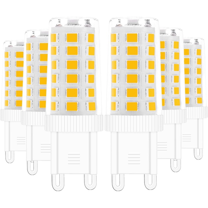 Комплект от 6 LED крушки, G9, 5W, 450 lm, 3000K, топла светлина