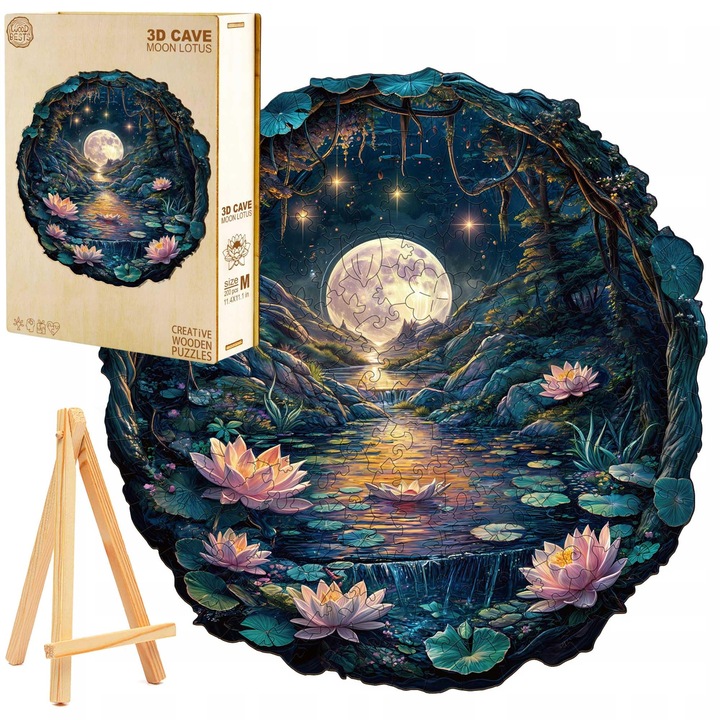 Fa kirakó, 3D tavirózsa, gyerekeknek és felnőtteknek, 300 darab, fadoboz, többszínű