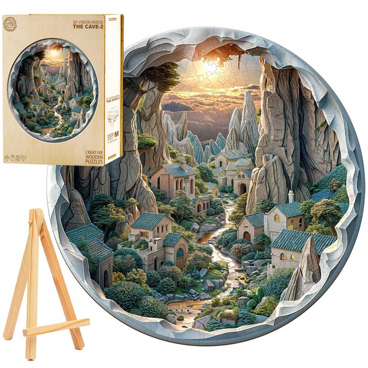 Дървен пъзел, 3D планински пейзаж, за деца и възрастни, 300 части, дървена кутия, многоцветен