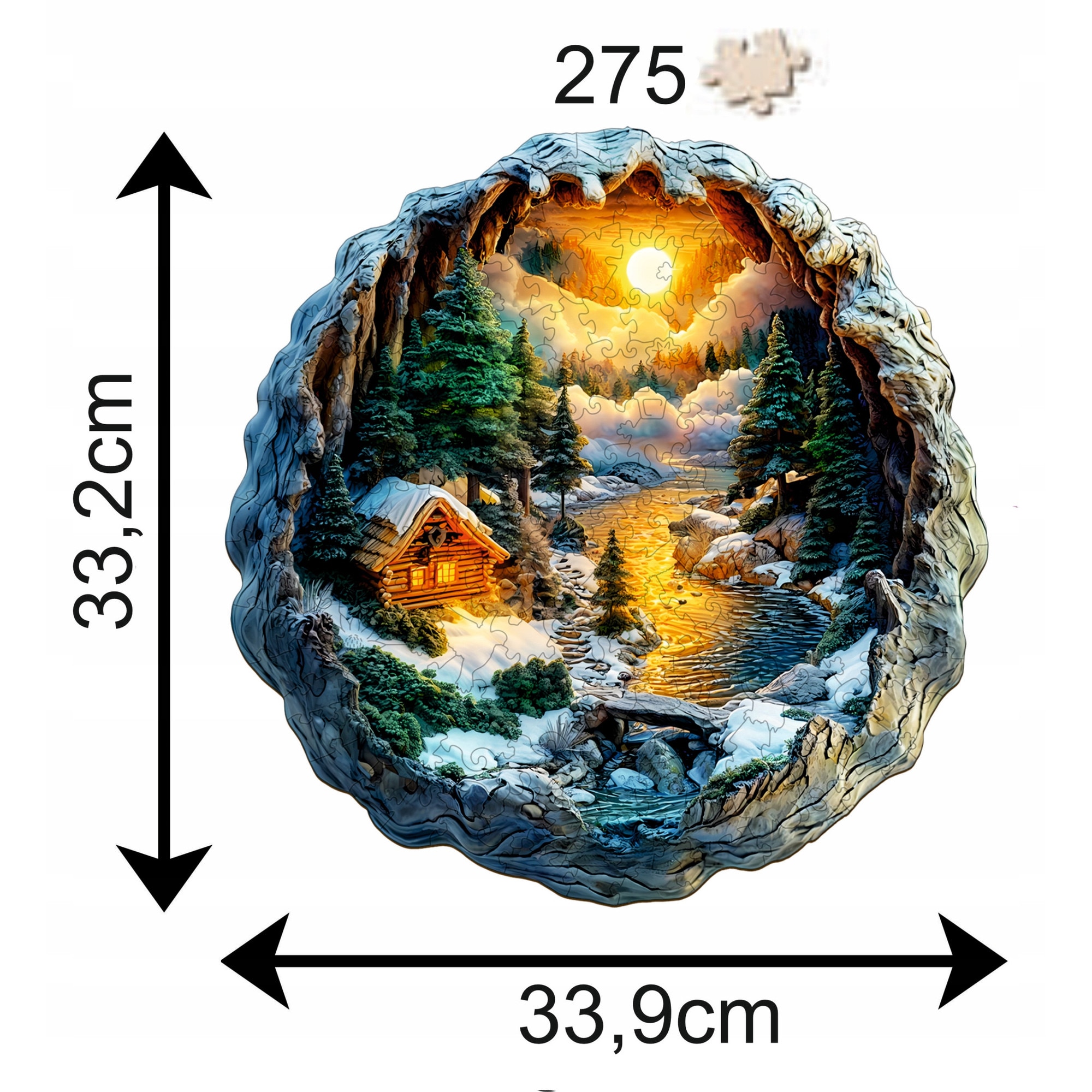 Puzzle din lemn, peisaj de iarna 3D, pentru copii si adulti, 275