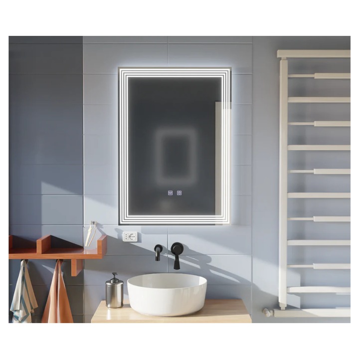 OPTIM DEKO ADIS Basic Touch LED tükör, páramentesítő, 60x80cm