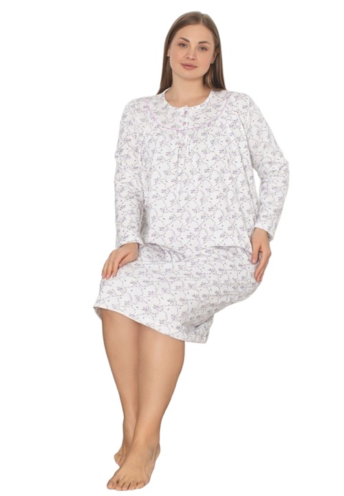 Camasa de Noapte Vatuita Bumbac, Lila