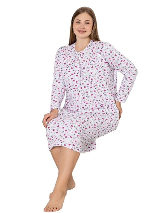 Camasa de Noapte Vatuita Bumbac, Visiniu