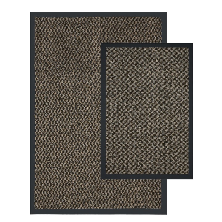 Ajtószőnyeg szett, e-floor, Bruno, 40 x 60 cm + 60 x 90 cm, barna, 2 darab, gumi anyag, csúszásgátló, univerzális, könnyen karbantartható