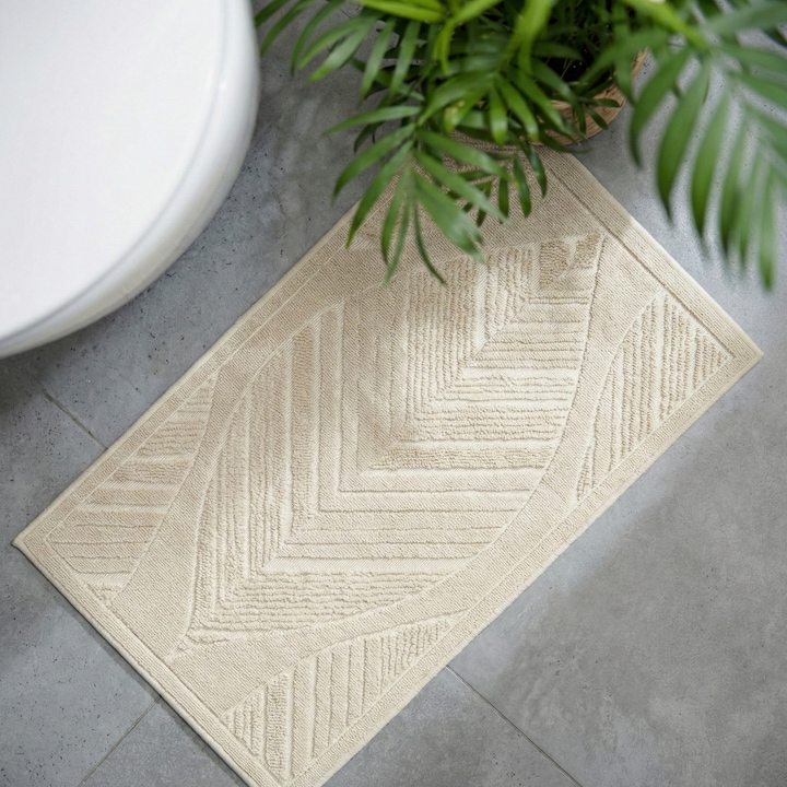 Covor Din Bumbac, e-floor, 73 x 135 cm, Bej, Bumbac Egiptean De Inalta Calitate, Suport Antiderapant, Pile Duble, Usor De Curatat, Lavabil La Masina