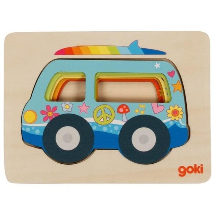 Слоест пъзел Goki, 5 слоя, различни цветове, 30x30 см
