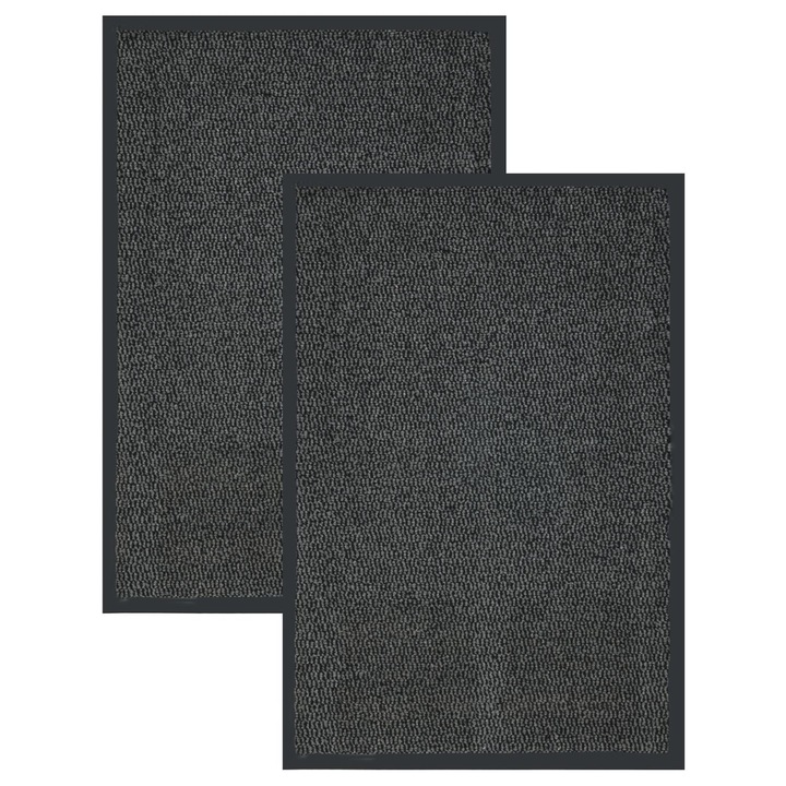 Ajtószőnyeg szett, e-floor, Bruno, 60 x 90 x 0.1 cm, szürke, 2 darab, gumi anyag, csúszásmentes, ideális előszobába, folyosóra és szélfogóba, könnyen karbantartható