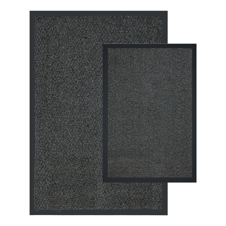 Ajtószőnyeg szett, e-floor, Bruno, 40 x 60 cm + 60 x 90 cm, Szürke, 2 darab, Gumi anyag, Csúszásmentes, Ideális beltérre, Könnyen karbantartható