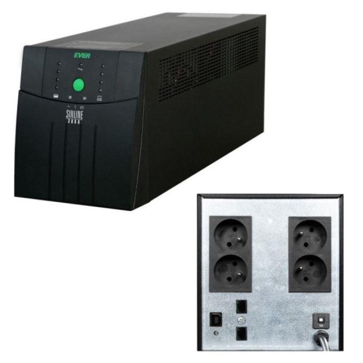 UPS Ever Line-Interactive 3000VA, 4 iesiri AC, negru, 575x165x190mm