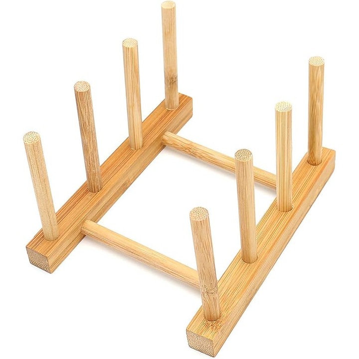 Поставка за съдове от естествен бамбук, организация и съхранение, 17x11.5x9.5см