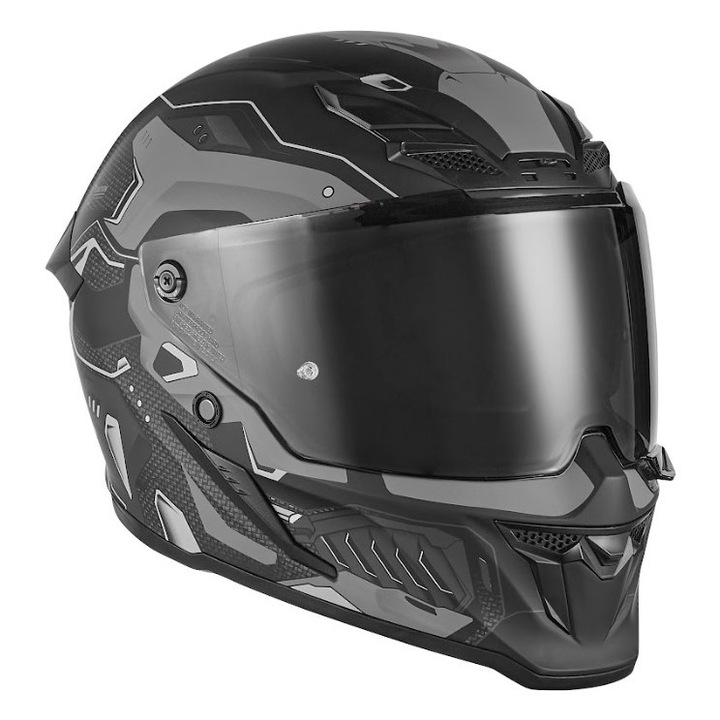 Casca integrala EXKLUSIV Goliath, negru mat/titan, marimea M, cu viziera suplimentara in set