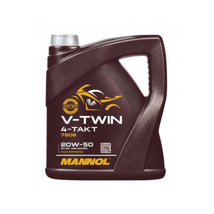 Ulei motor 4T V-Twin 20W50 4L MANNOL, sintetic, JASO MA/MA2, API SL