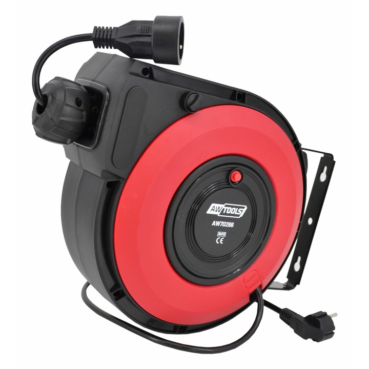 Prelungitor electric AWTOOLS 20m, 3x1,5mm, cu mecanism automat de retractare, IP34, 6,2kg