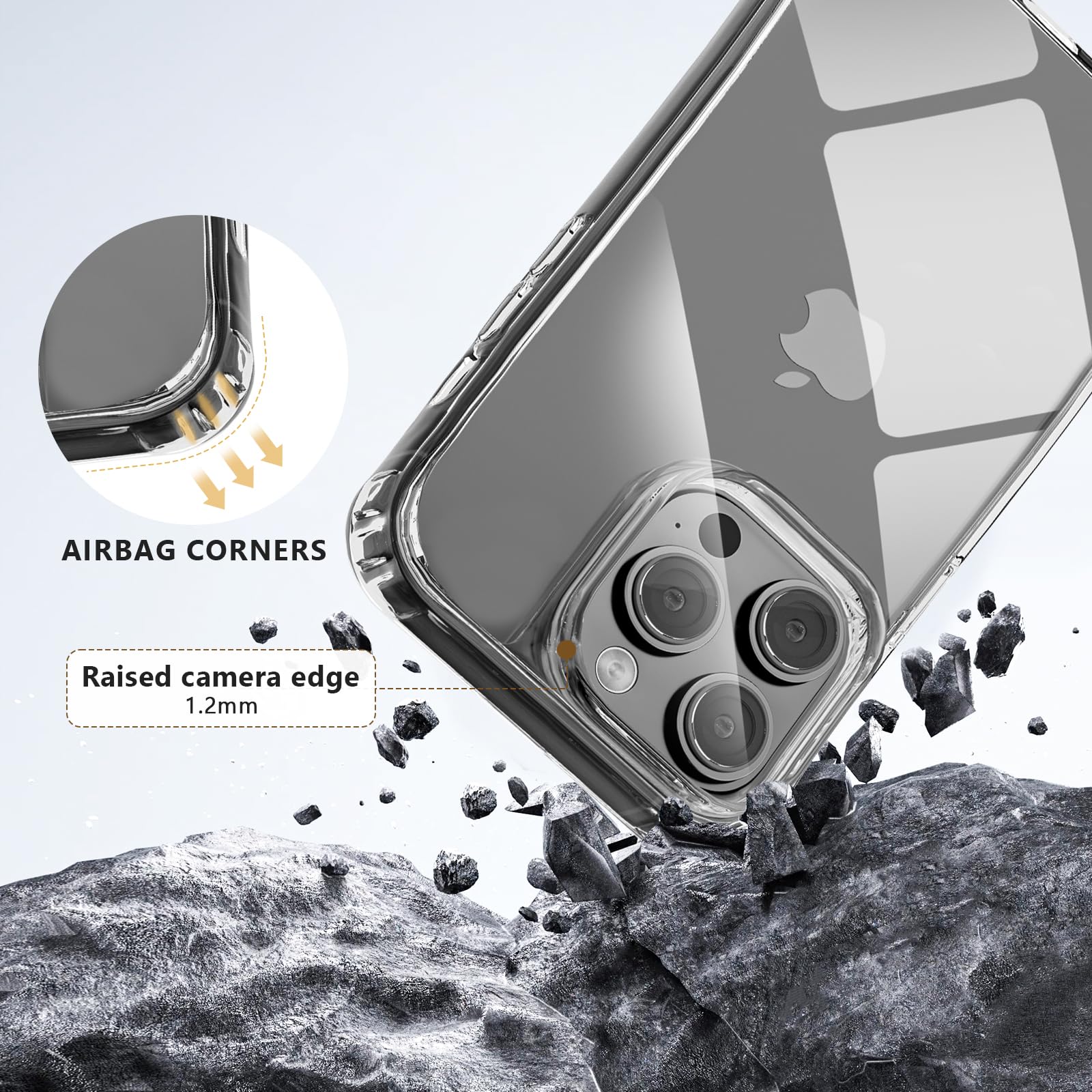 Husa Transparenta pentru iPhone 17 Pro Max, Antisoc, cu Snur Reglabil Integrat 160cm, Protectie Superioara, Negru