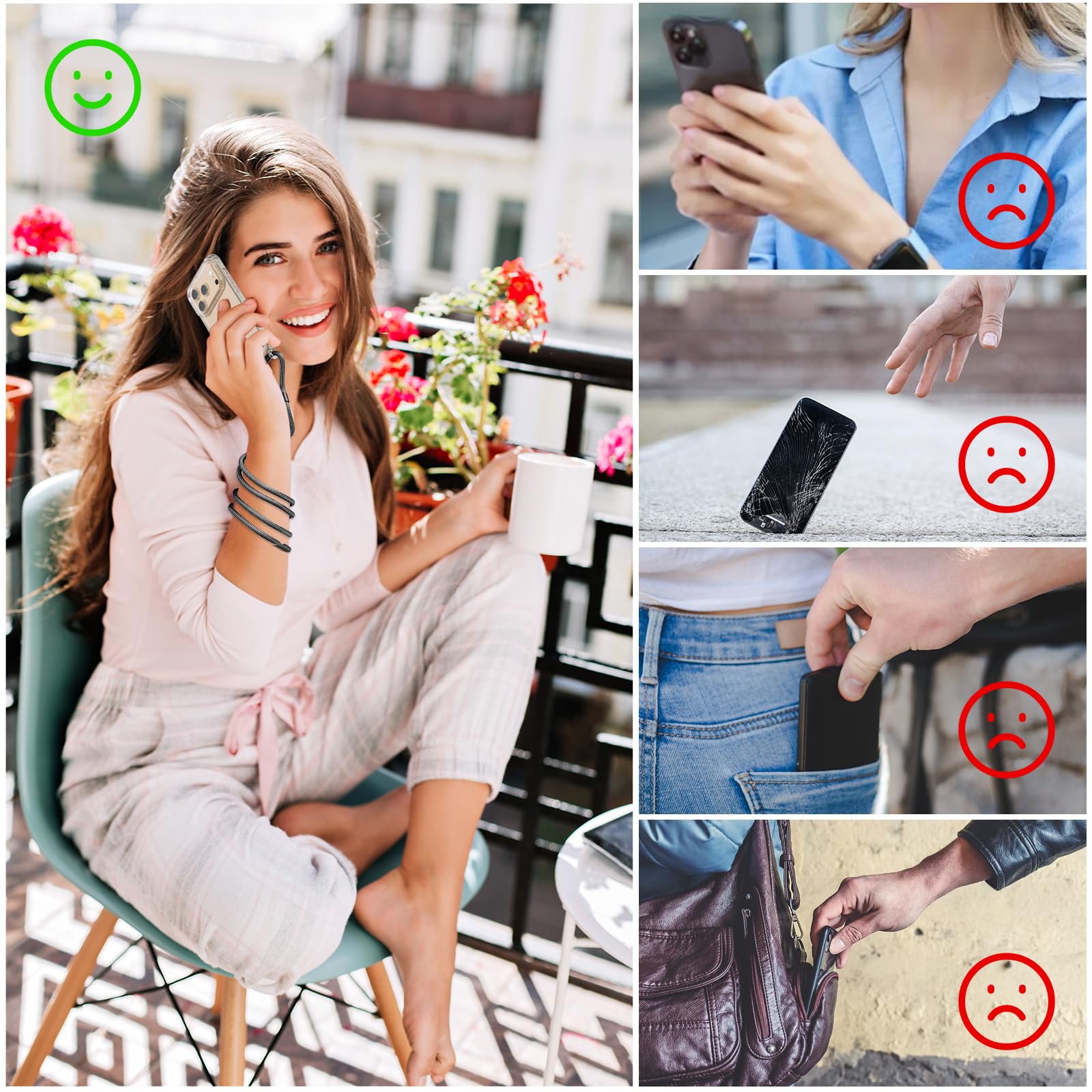 Husa Transparenta pentru iPhone 17 Pro Max, Antisoc, cu Snur Reglabil Integrat 160cm, Protectie Superioara, Negru