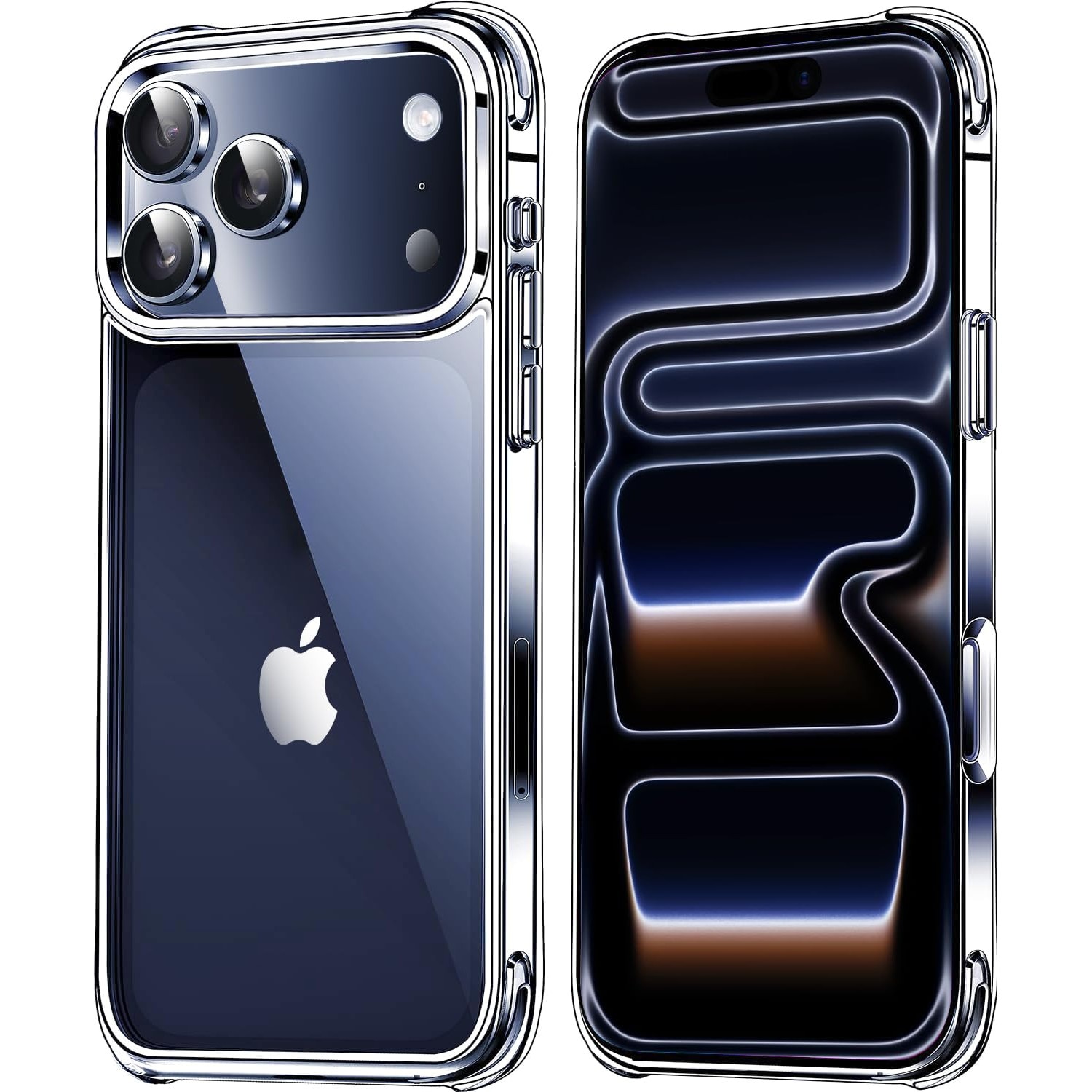 Set 2 Huse Transparente PHCATION pentru iPhone 17 Pro Max, 1 Husa Rigida cu Suport Magnetic + 1 Husa TPU Flexibila, Transparente